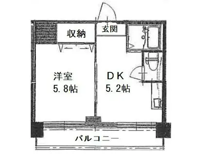 三条ロイヤルマンション(1DK/4階)の間取り写真
