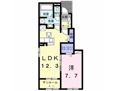 ＪＲ白新線 新発田駅 徒歩14分 2階建 新築(1LDK/1階)の間取り写真