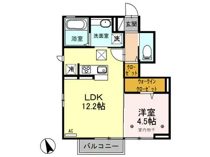クロシェット栄(1LDK/1階)の間取り写真