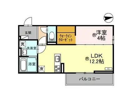 FELICE彦根(1LDK/1階)の間取り写真