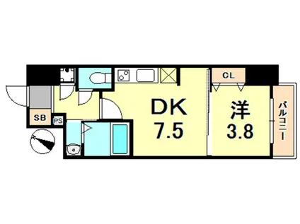 SERENITE三宮(1DK/3階)の間取り写真