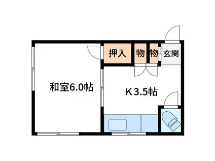 中里荘B棟(1K/2階)の間取り写真