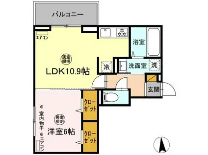北松戸PJ(1LDK/3階)の間取り写真