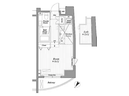 ブランシック白金台(1K/9階)の間取り写真
