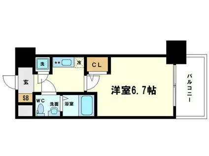 アドバンス新大阪ラシュレ(1K/8階)の間取り写真