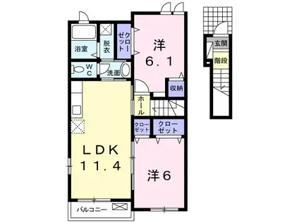 エテルノ フェリーチェIII(2LDK/2階)の間取り写真