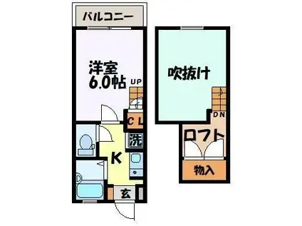 大越ハイツ(1K/2階)の間取り写真