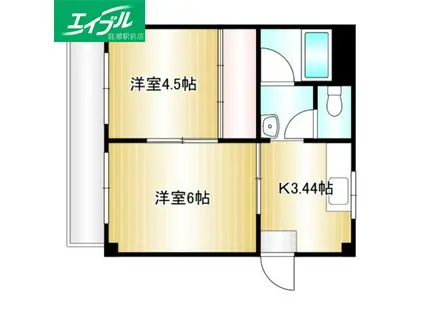 山長ビルB(2K/4階)の間取り写真