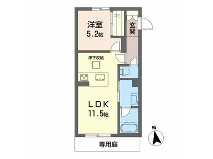 CARREFOUR菊陽(1LDK/1階)の間取り写真