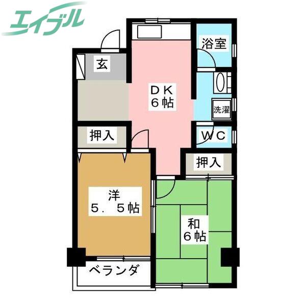 下田ビル(2DK/2階)の間取り写真