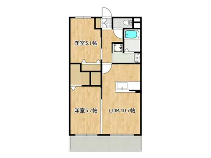レリアテラス川内南(2LDK/2階)の間取り写真