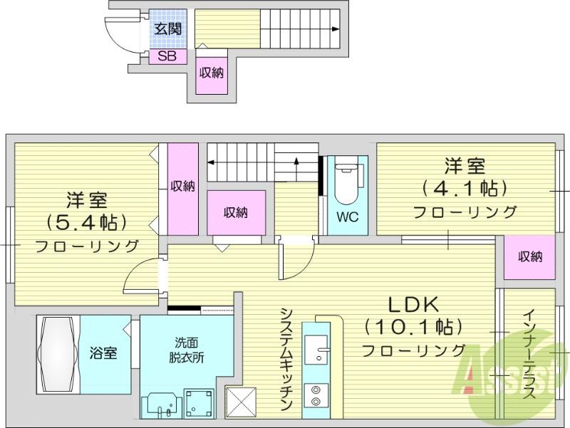 トータスⅤ(1LDK/2階)の間取り写真