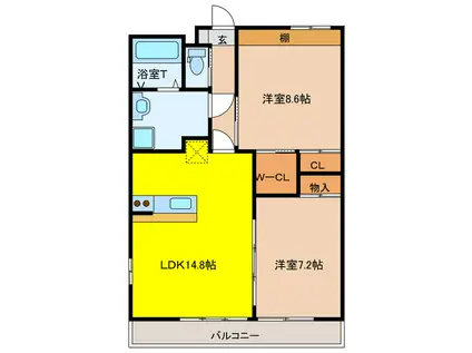 リバーズマンション築捨II(2LDK/3階)の間取り写真