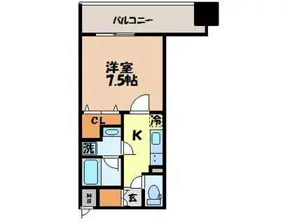 ABITI浜町(1K/3階)の間取り写真