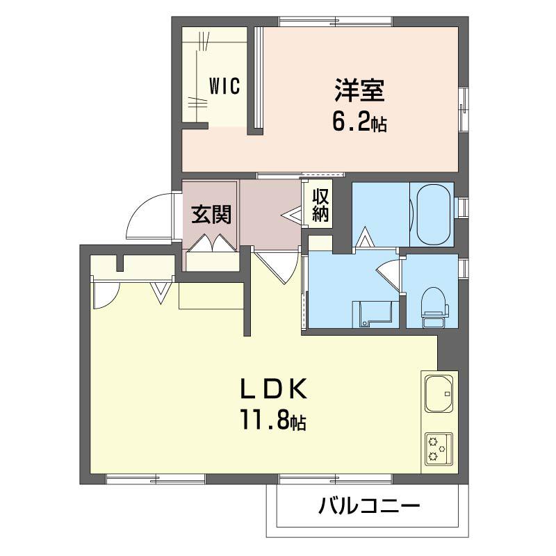 ルミエールB(1LDK/1階)の間取り写真