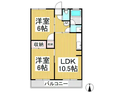 おねやま団地悠久台(2LDK/2階)の間取り写真