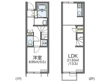 レオネクストクレール住吉II(1LDK/1階)の間取り写真