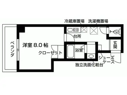 マホガニーコート(1K/4階)の間取り写真