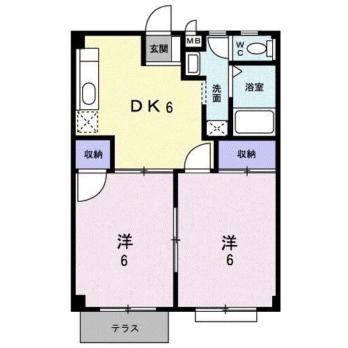 アーバンリーム(2DK/1階)の間取り写真