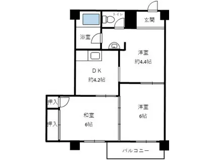 ヴィラ高取山(3DK/3階)の間取り写真
