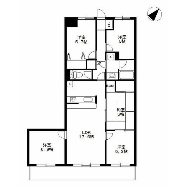 ダイアパレス湘南ヒルズ 二宮(5LDK/4階)の間取り写真