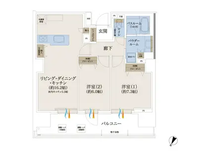 THE PREMIERE(2LDK/7階)の間取り写真