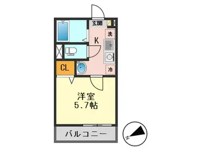 TSCUORE柴又I(1K/1階)の間取り写真