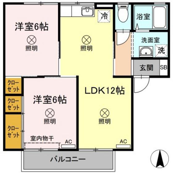 ヴェンベール浅野(1LDK/2階)の間取り写真