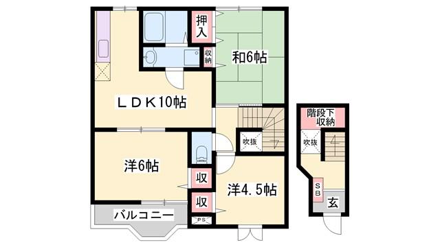 グローバル(3LDK/2階)の間取り写真