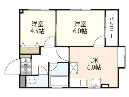 ファニ-幸(2DK/6階)の間取り写真