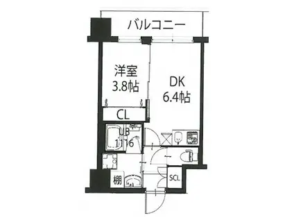 エスタート御幣島 旧ディームス御幣島(1DK/4階)の間取り写真