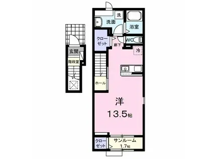 プレミール辻(ワンルーム/2階)の間取り写真