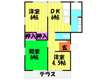 エクセル千間台 C棟(2LDK/2階)の間取り写真
