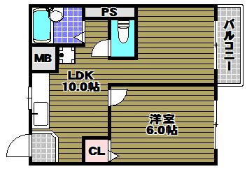 グレイスマンション(1LDK/2階)の間取り写真
