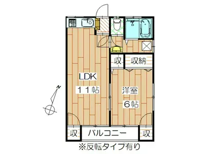 ハイツKSI A(1LDK/1階)の間取り写真