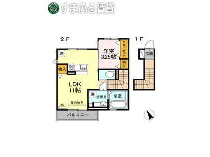 ディアコート(1LDK/2階)の間取り写真