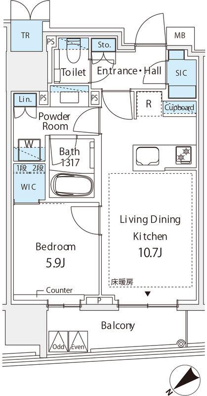 ミレアコート銀座プレミア(1LDK/12階)の間取り写真