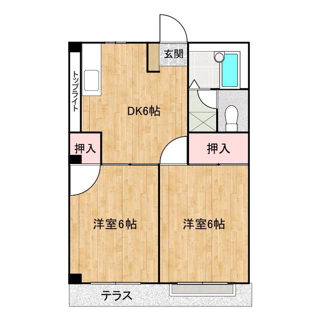エルディム希望(2DK/1階)の間取り写真