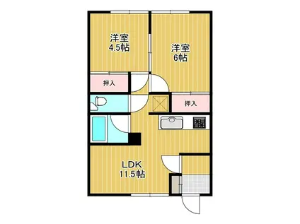 シンセイハイム(2LDK/1階)の間取り写真