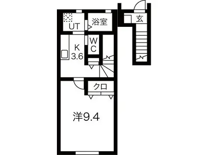 KSK北上II(1K/2階)の間取り写真