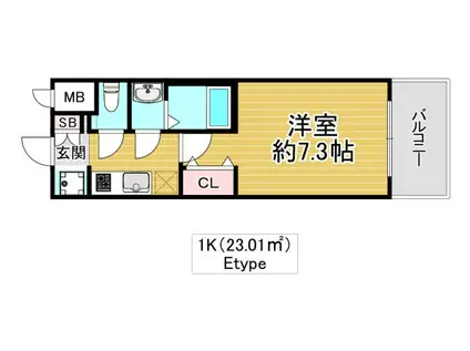 グランカーサ高井田(1K/12階)の間取り写真