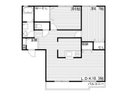 アベニューB(2LDK/2階)の間取り写真