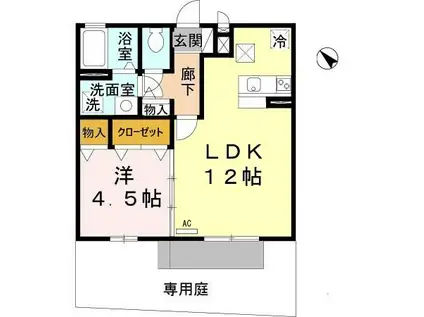 セントラルグレイスB棟(1LDK/1階)の間取り写真