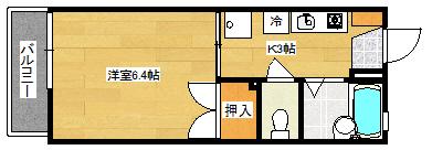 カーサ大成(1K/2階)の間取り写真