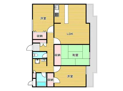 ヴァーストネス東泉丘(3LDK/3階)の間取り写真