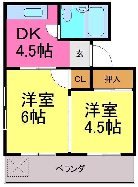 宏陽ハイツ(2DK/3階)の間取り写真