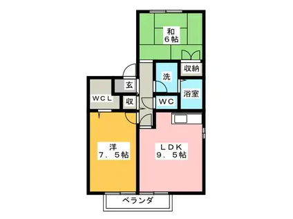メイハイツ(2LDK/2階)の間取り写真