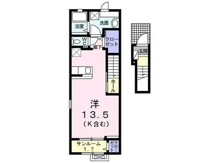 キャトルメゾン(ワンルーム/2階)の間取り写真