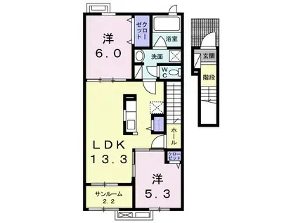 プルミエール手屋II(2LDK/2階)の間取り写真