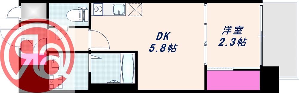 セレニテ南堀江エクラ(1DK/11階)の間取り写真